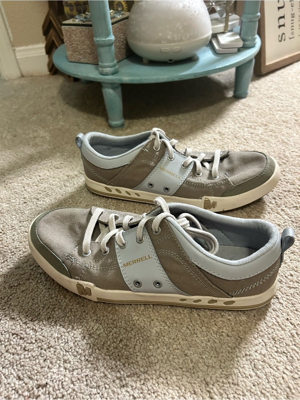 Merrell Rant Women’s Taupe Light Gray Casual Lace-Up Sneakers  Putty Size 8